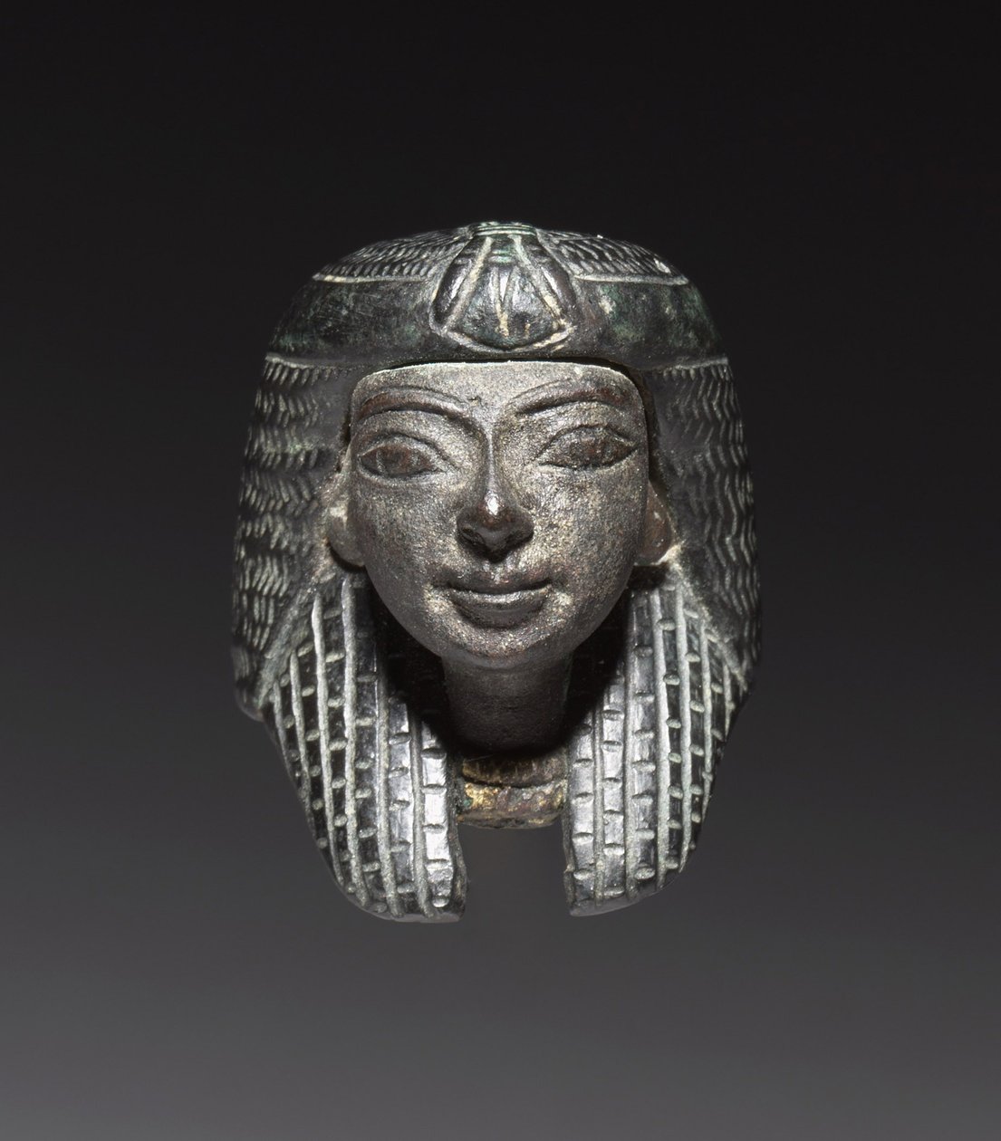 Bronzen Bevestiging van een "Shawabty Bundel": Hoofd, Late 18e tot 19e Dynastie, ca. 1336-1256 v.Chr. door New Kingdom Egyptian