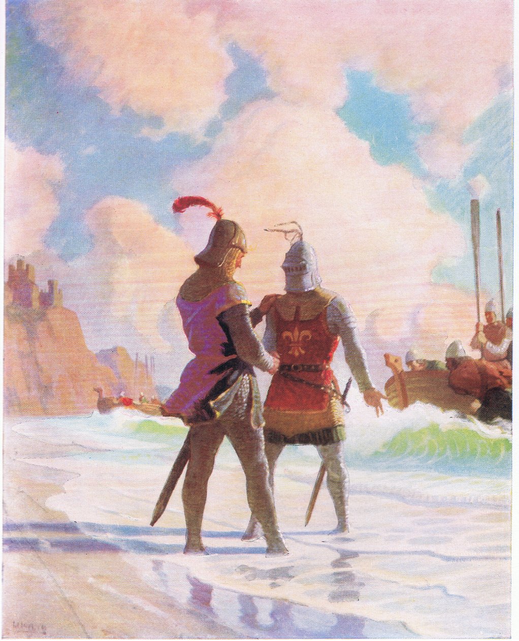 Bruce op het strand, uit The Scottish Chiefs gepubliceerd door Charles Schribner