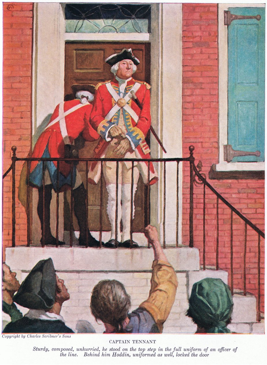 Kapitein Tennant: Stevig, kalm, onbezorgd, stond hij op de bovenste trede in het volledige uniform van een officier van de linie door Newell Convers Wyeth