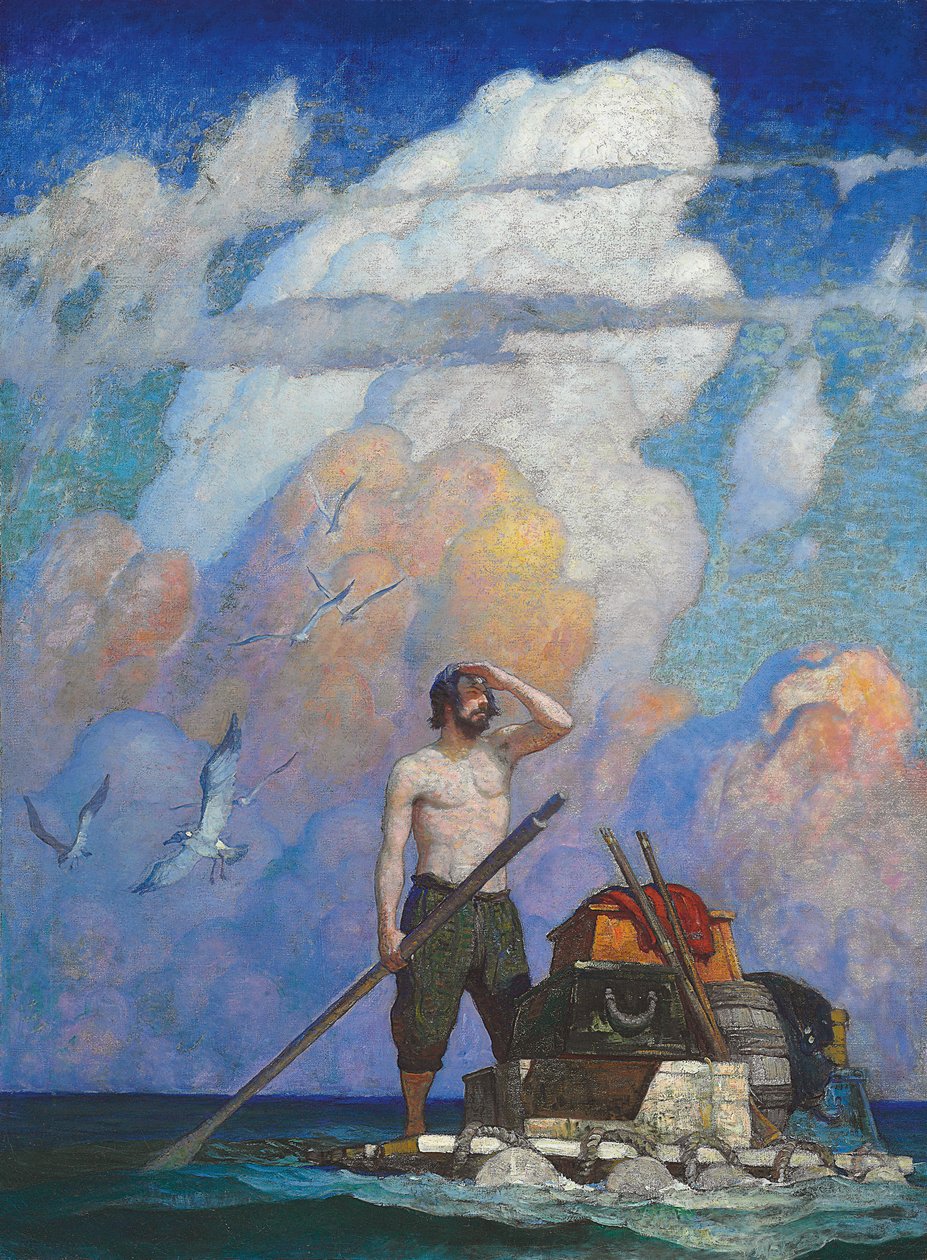 Voor een mijl, of daaromtrent, ging mijn vlot heel goed door Newell Convers Wyeth