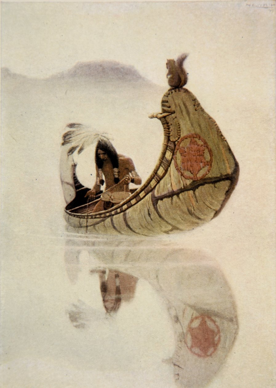Frontispice uit Het lied van Hiawatha door Henry Wadsworth Longfellow (1807-82), uitgegeven door George G. Harrap und Company Ltd., 1911 door Newell Convers Wyeth