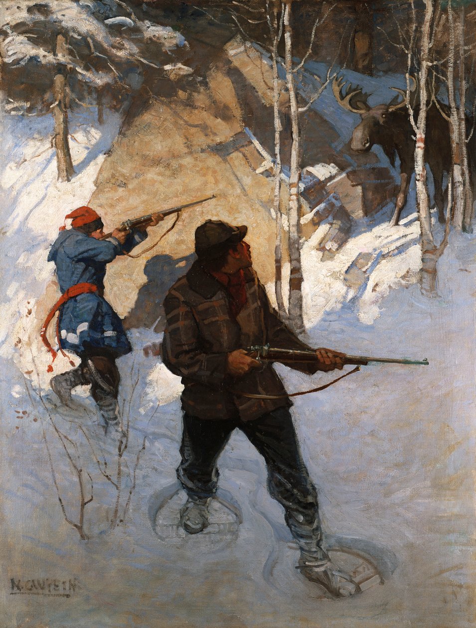 Elanden jacht door Newell Convers Wyeth