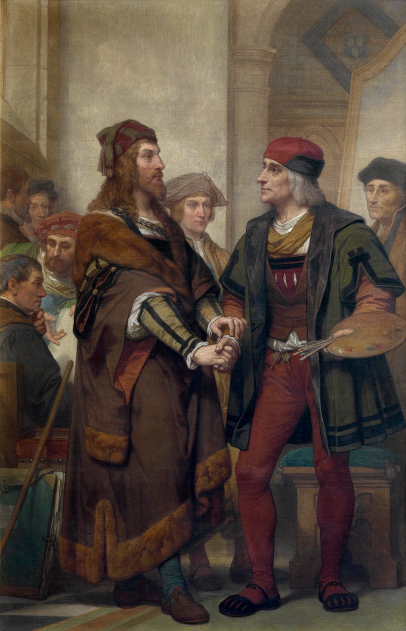 Albrecht Dürer bezoekt Quinten Massijs door Nicaise de Keyser