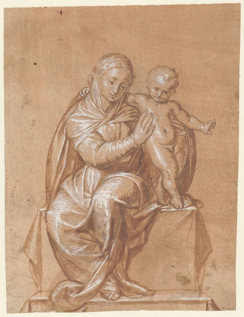 Zittende Madonna met kind door Niccolò Giolfino (I)