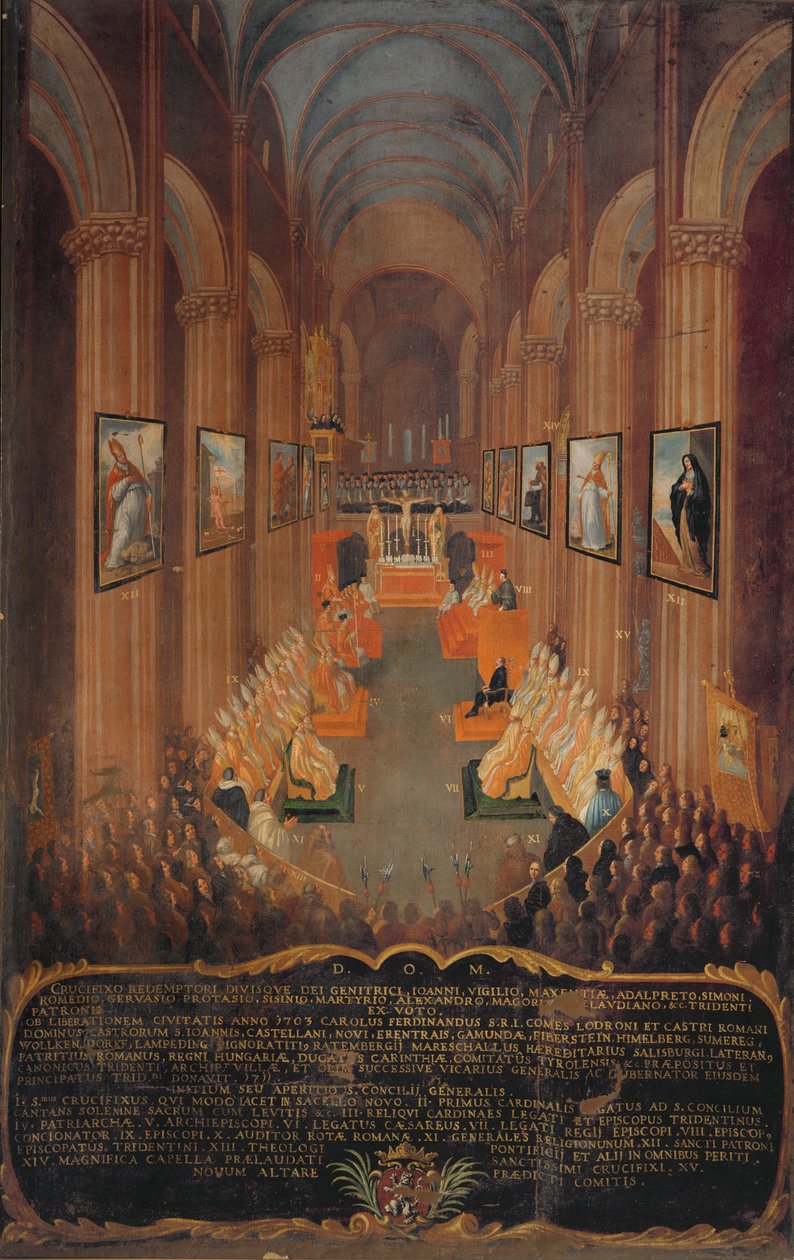Openingssessie van het Concilie van Trente in 1545 door Niccolo Dorigati