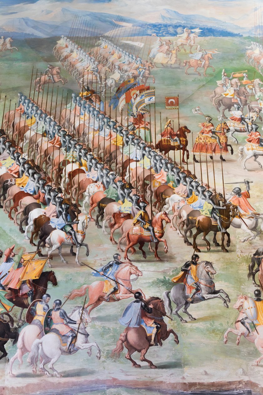 (detail) fresco in de Hal van Slagen van de Slag bij La Higueruela in 1431 door Niccolo Granello