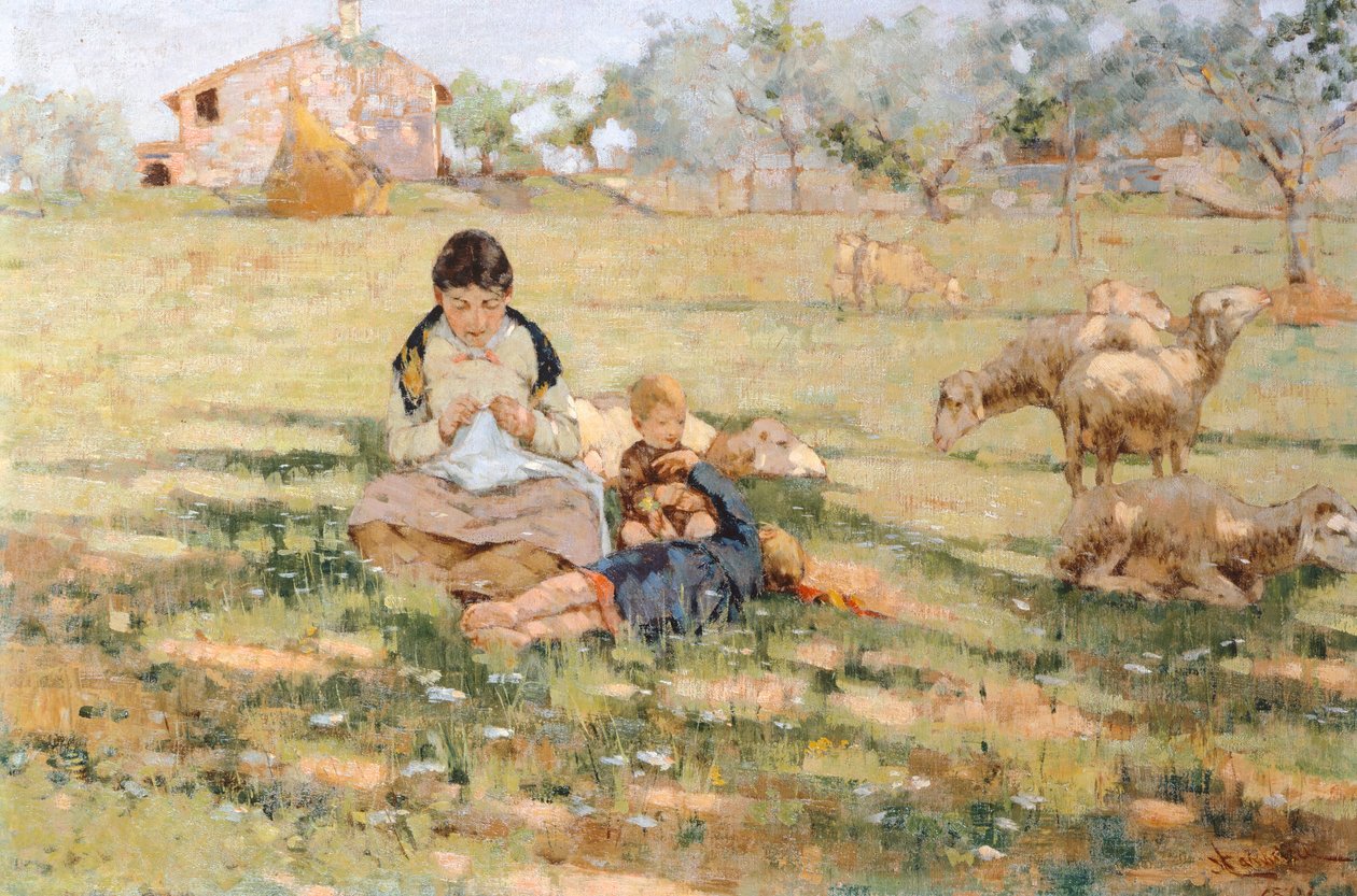 Plattelandstafereel door Niccolo Cannicci