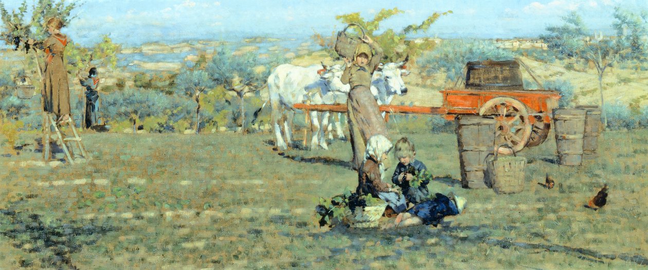 In de velden, ca. 1891, door Niccolo Cannicci (1846-1906) door Niccolo Cannicci