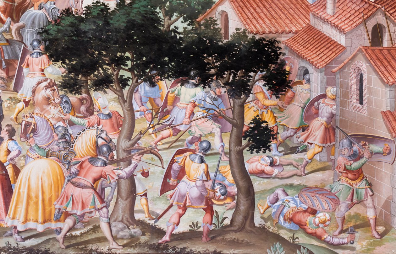 Detail van fresco in de Hal van Slagen van de Slag bij La Higueruela in 1431 door Niccolo Granello