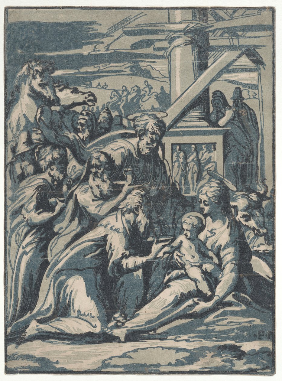 Aanbidding der Wijzen, 1540-50 door Niccolo Vicentino
