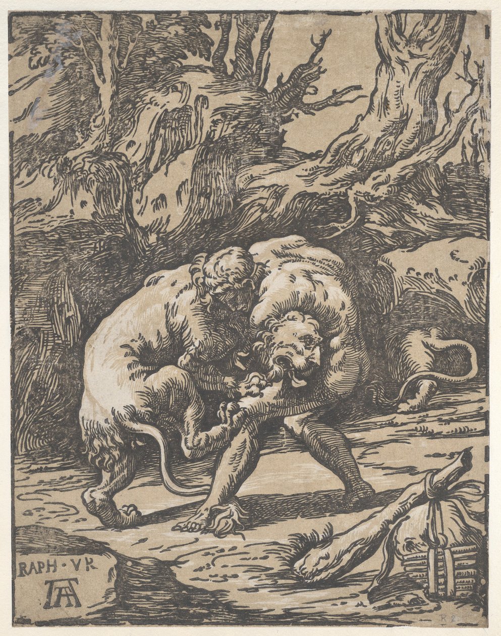 Hercules en de Nemeïsche Leeuw, 1540-50 door Niccolo Vicentino
