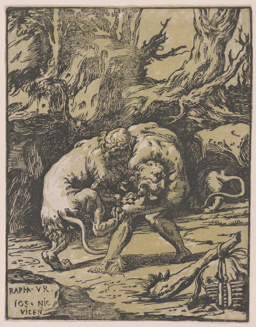 Hercules en de Nemeïsche leeuw door Niccolo Vicentino