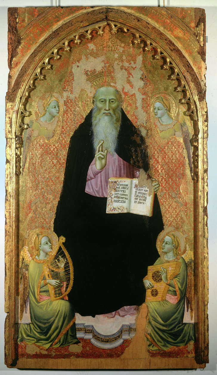 Sint Antonius Abt met het boek van de Antonieten, 1371 door Niccolo di Tommaso