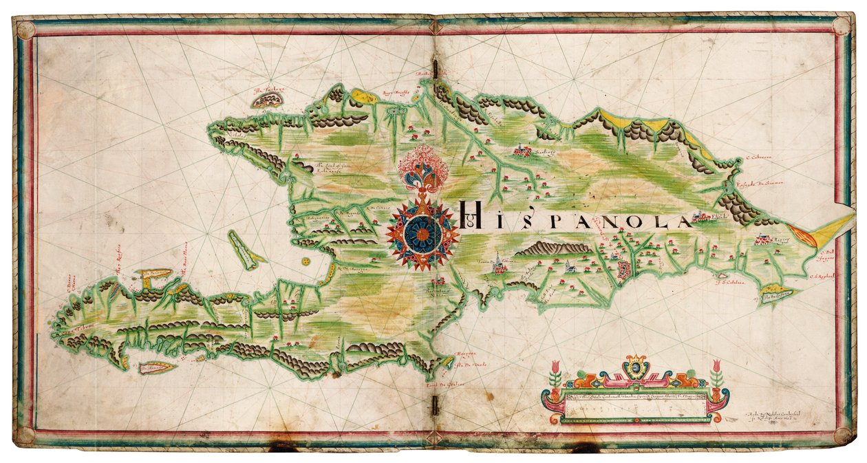 Kaart van Hispaniola door Nicholas Comberford