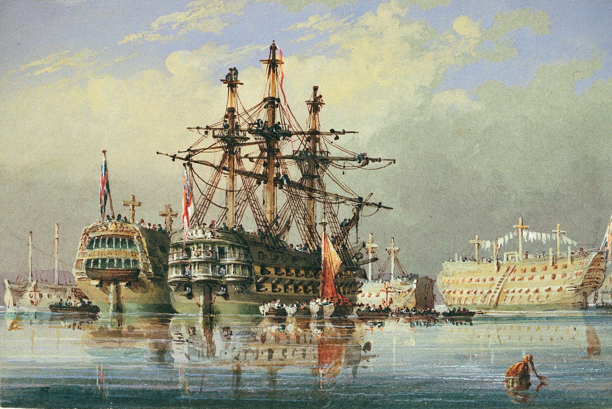 Schepen in gewone dienst in Devonport, c.1850 door Nicholas Condy