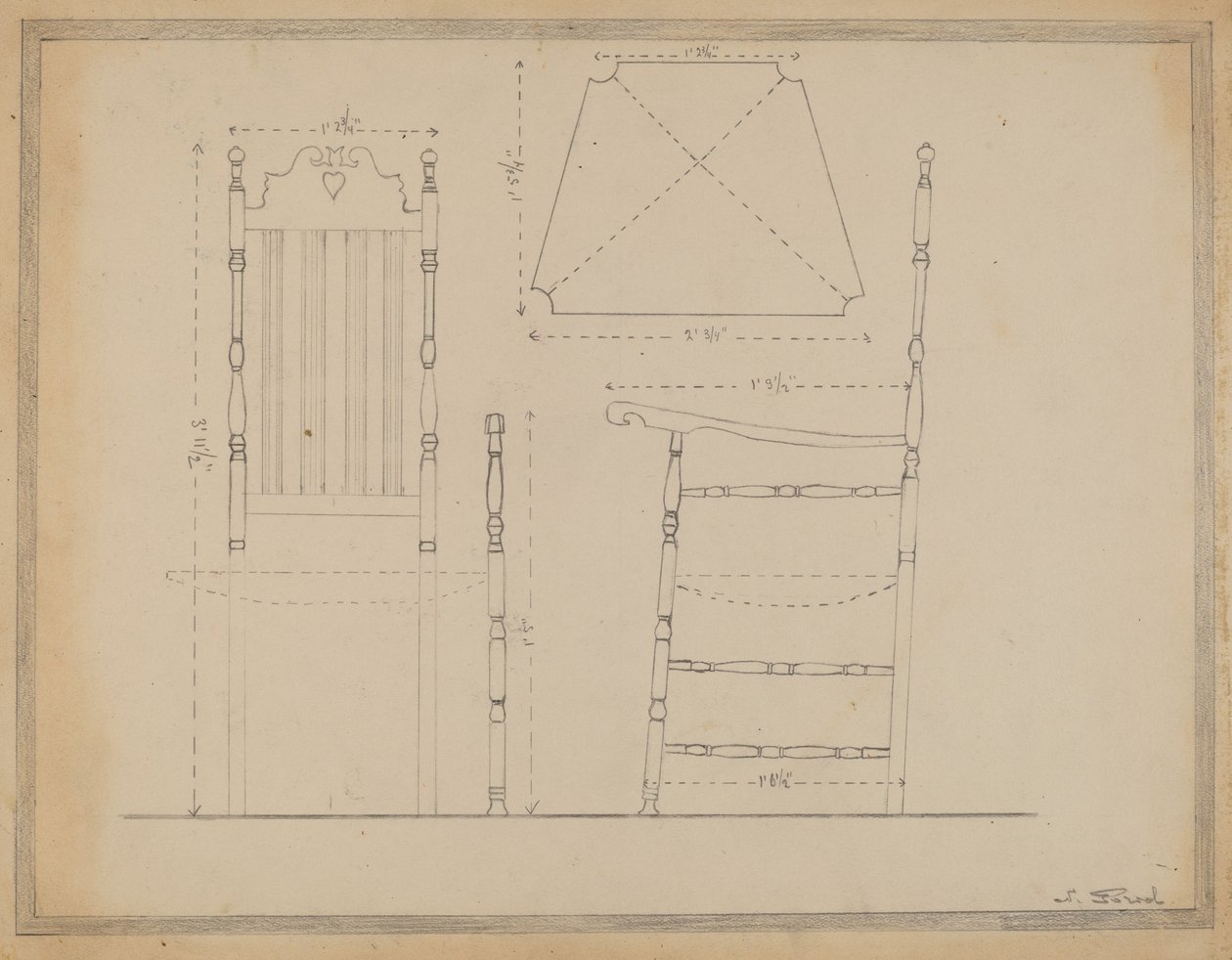 Tekening van stoel door Nicholas Gorid