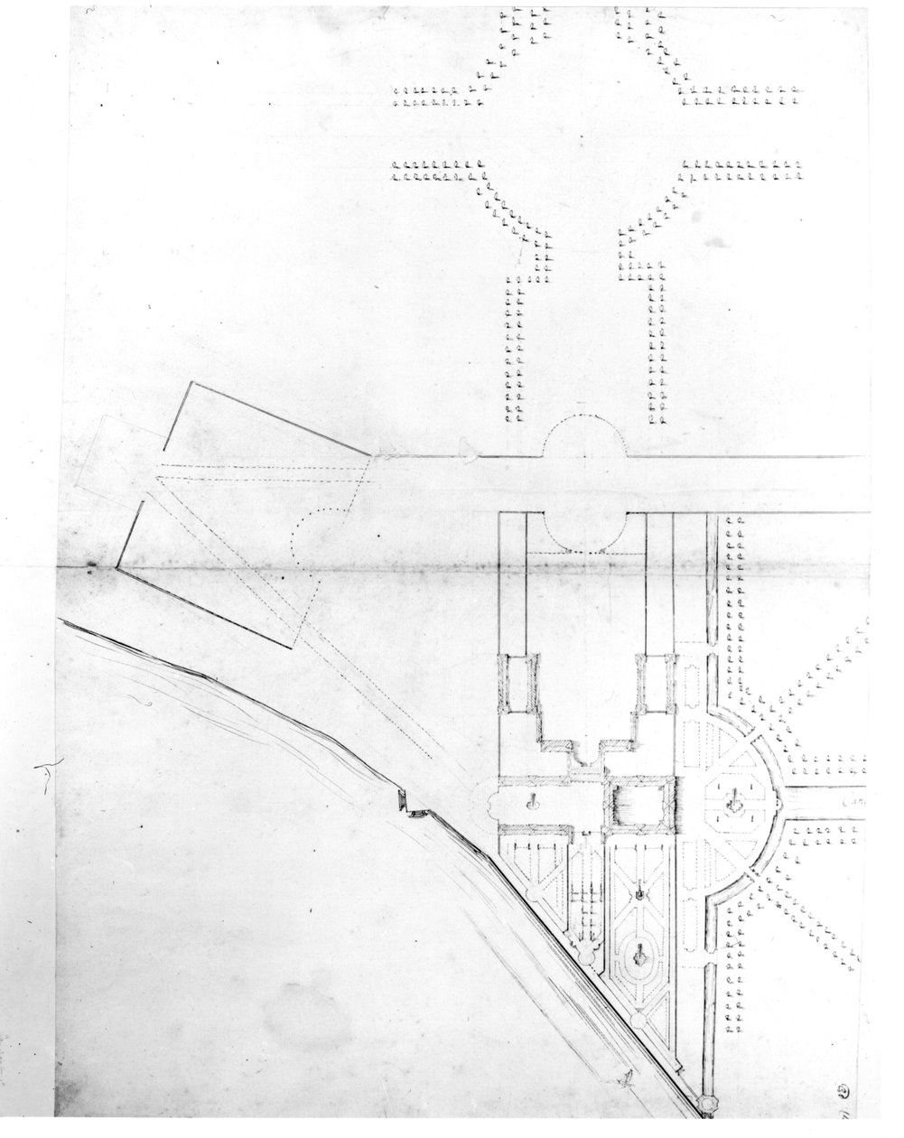 Plattegrond van schema I, Hampton Court, 1689 door Nicholas Hawksmoor