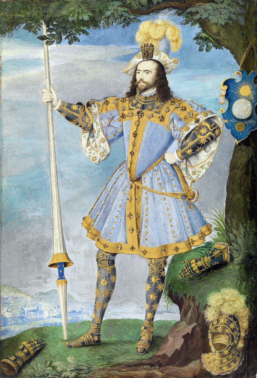 Portret van George Clifford, derde graaf van Cumberland (1558-1605), navigator door Nicholas Hilliard