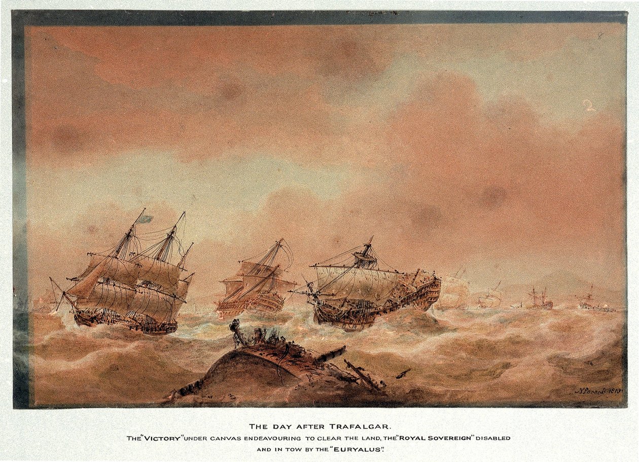 De dag na de Slag bij Trafalgar door Nicholas Pocock
