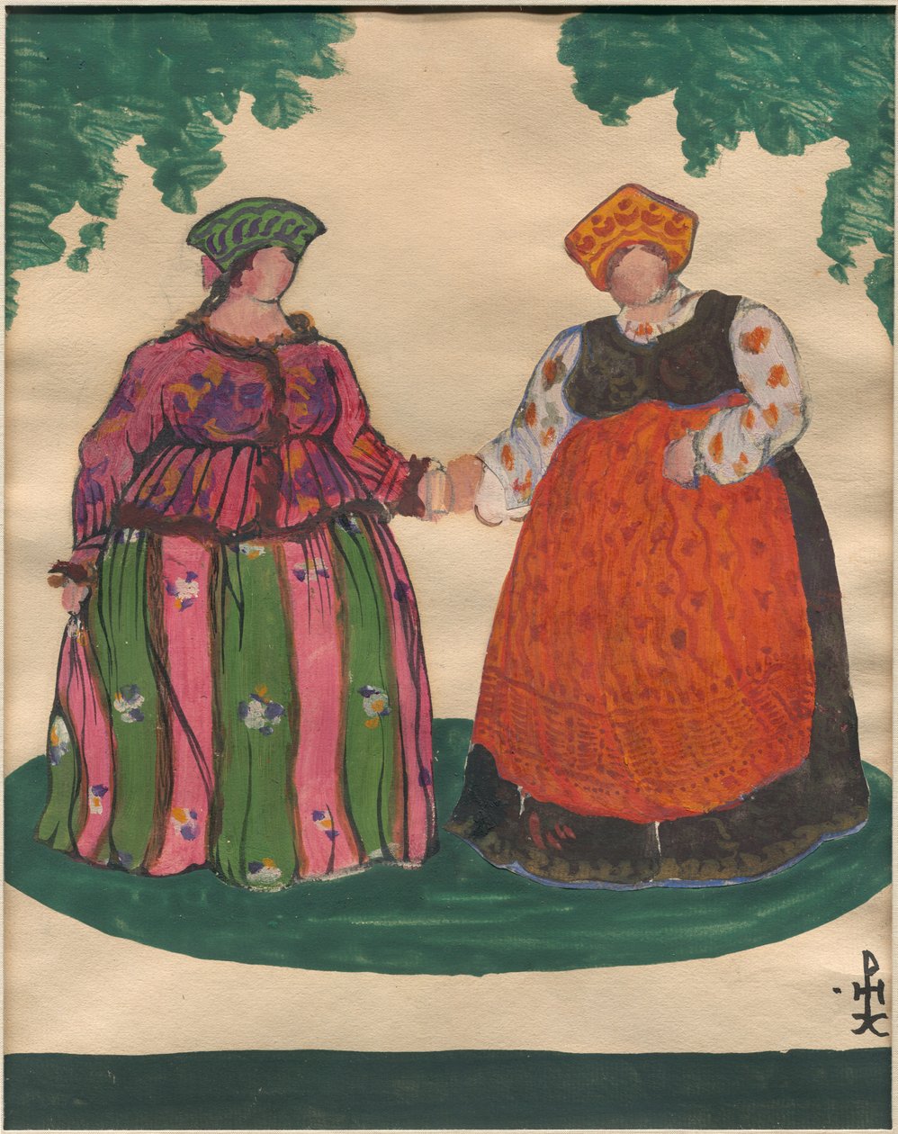Kostuumontwerp voor Rimsky-Korsakovs opera "Het Verhaal van Tsaar Saltan", 1919 door Nicholas Roerich