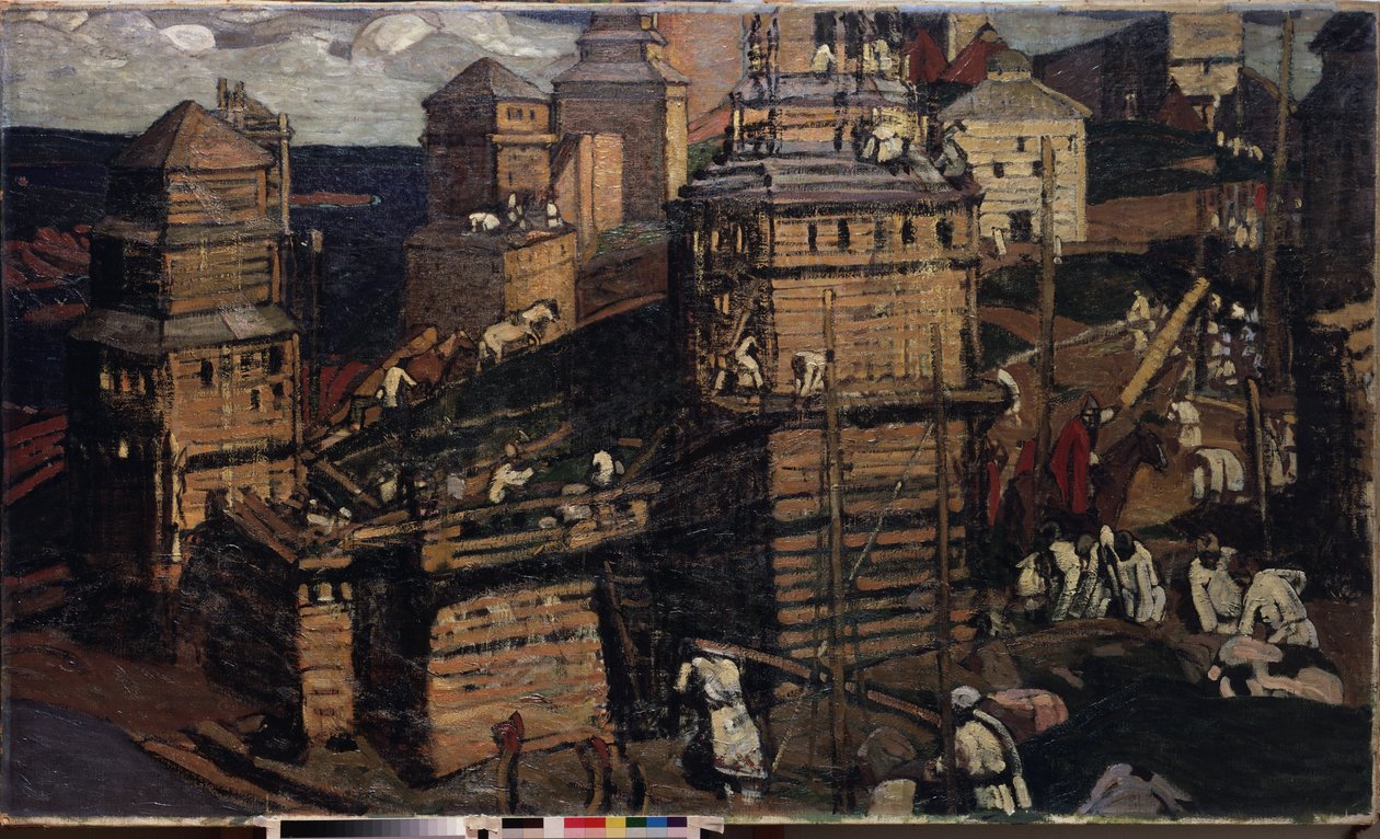 De bouw van een stad door Nicholas Roerich