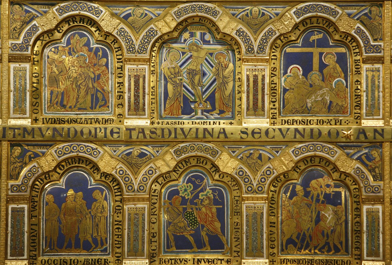 Het Verdun Altaar door Nicholas van Verdun (ca.1130/50-1205) voltooid in 1181, Klosterneuburg, Oostenrijk, geëmailleerde panelen door Nicholas of Verdun