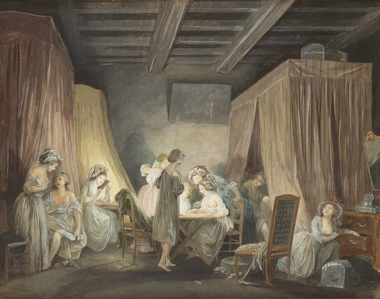Le Coucher des Ouvrières en Modes, 1788 door Niclas Lafrensen