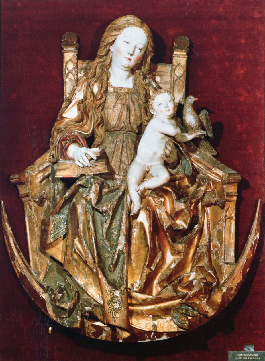 Madonna en Kind op een Troon boven een halve maan, ca. 1510 door Niclaus the Elder attr. to Weckman