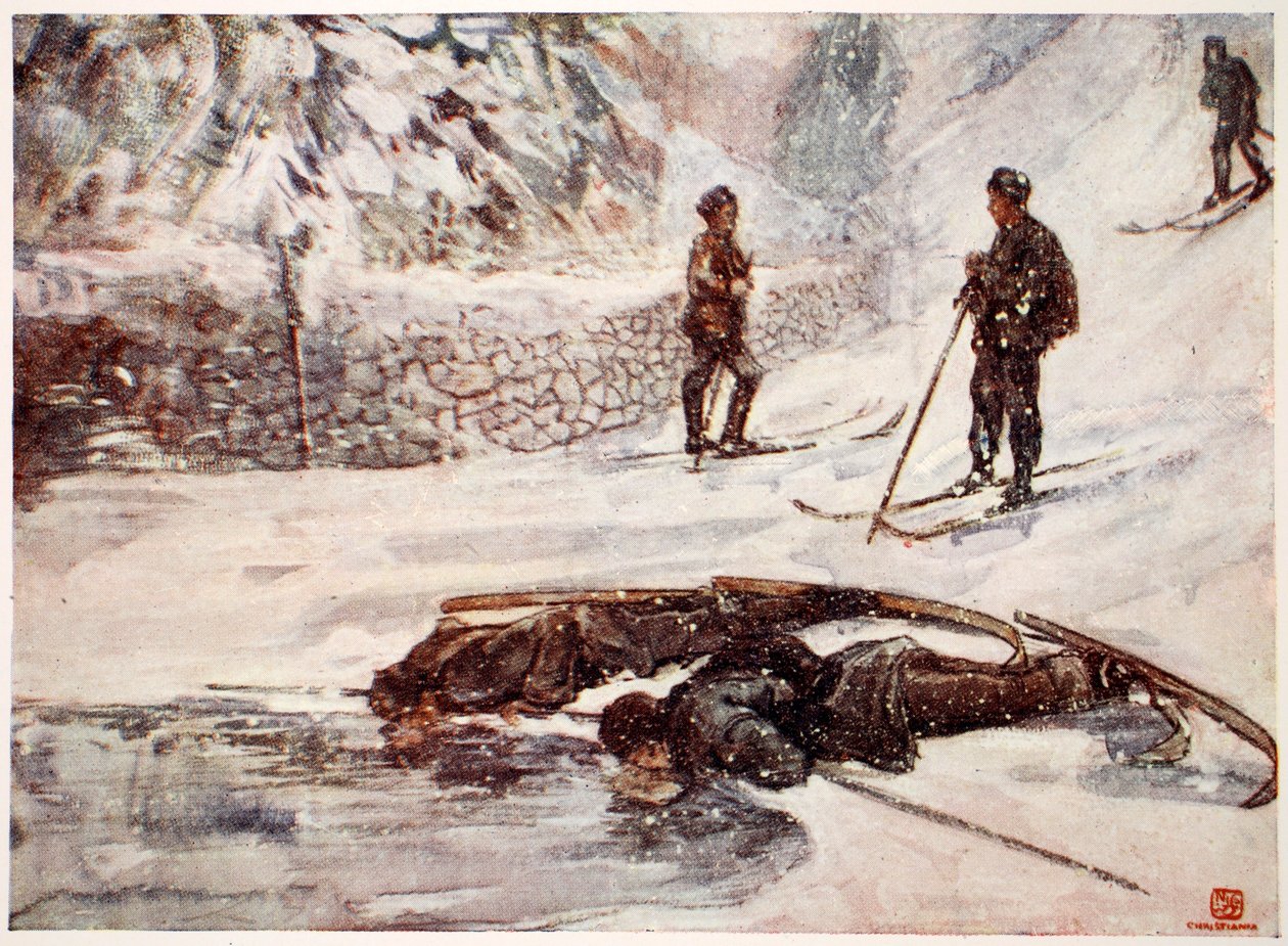 Skiërs die Ganswijn drinken, 1905 door Nico Jungman