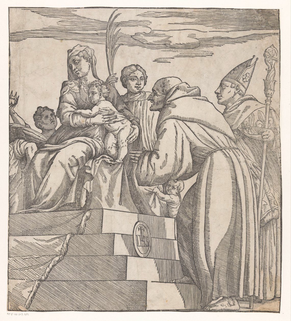 Doge Francesco Donato knielt voor Maria en Christus (rechterhelft) door Nicolò Boldrini (attributed to)
