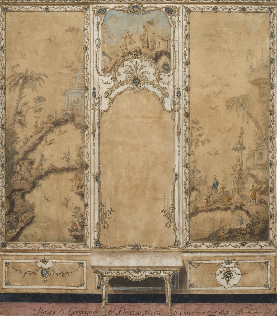 Muurschildering voor de Salon van het Paleis van Caserta door Nicola Fiore