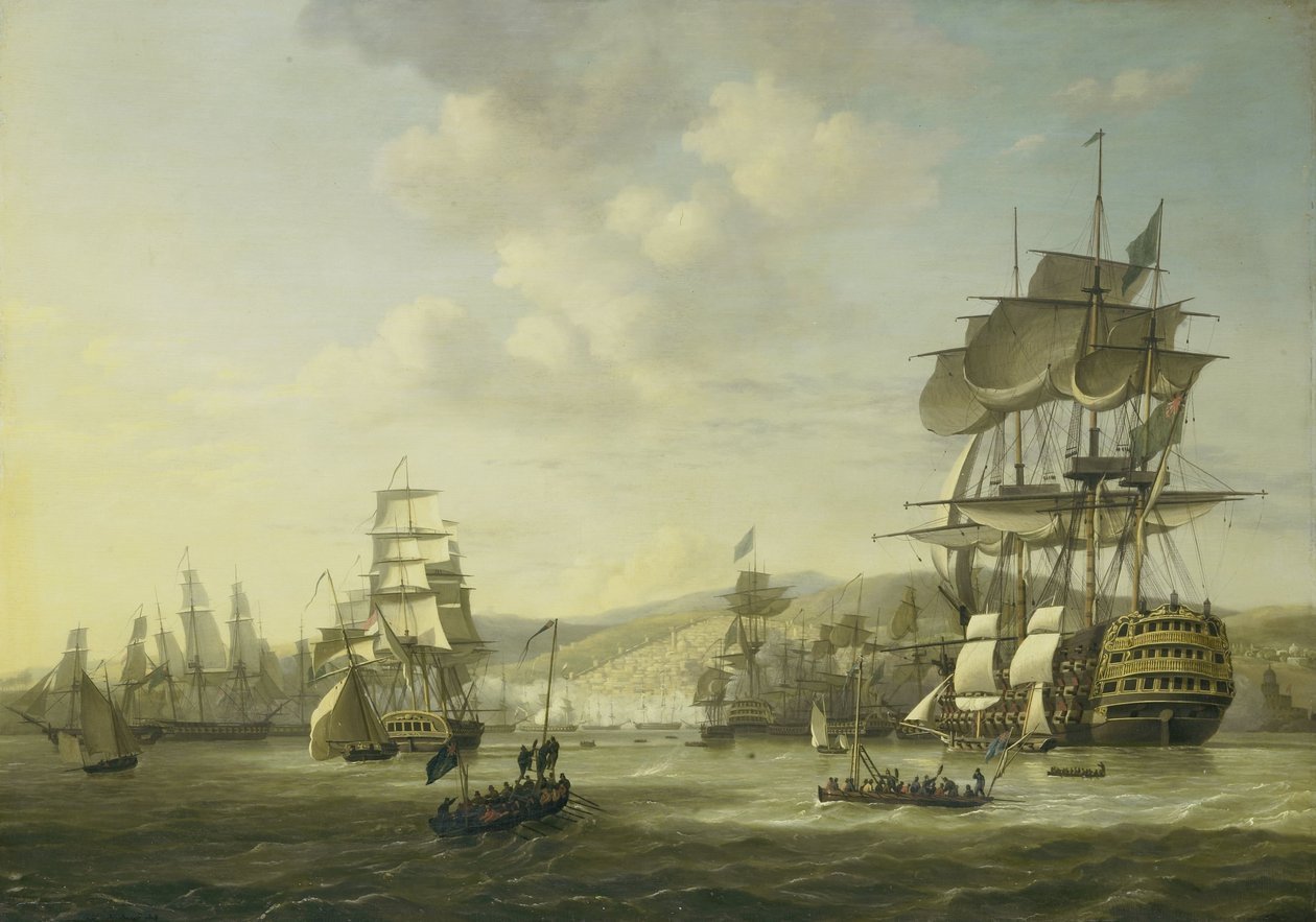 De Anglo-Nederlandse Vloot in de Baai van Algiers die het Ultimatum Ondersteunt om de Christelijke Slaven Vrij te Laten, 26 augustus 1816 door Nicolaas Baur