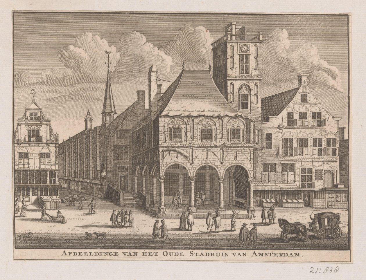 Gezicht op het Oude Stadhuis te Amsterdam door Nicolaas ten Hoorn