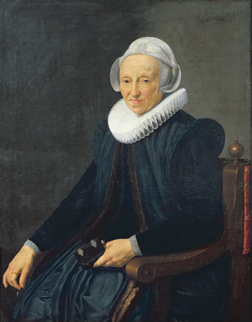 Portret van een oude vrouw door Nicolaes Eliasz