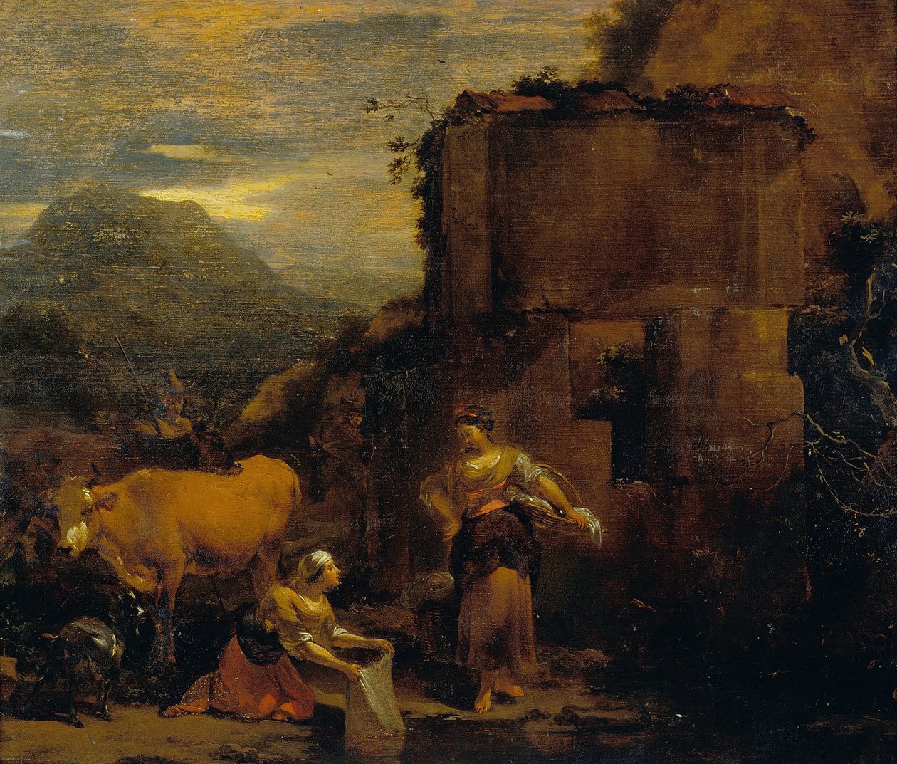 Wasvrouwen door Nicolaes Pietersz. Berchem