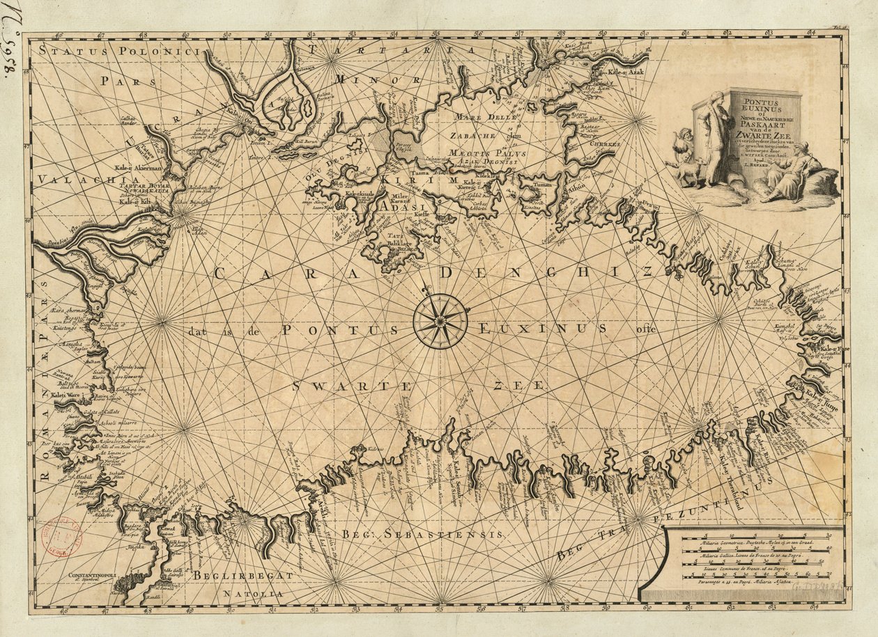 Pontus Euxinus of nieuwe en nauwkeurige zeekaart van de Zwarte Zee uit verschillende stukken samengesteld door Nicolaes Witsen