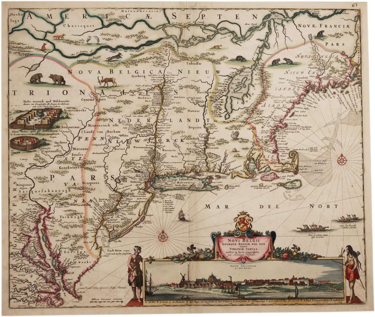 Novi Belgi Novaeque Angliae [Nieuw Nederland en Nieuw Engeland], 1682 door Nicolaes the Younger Visscher