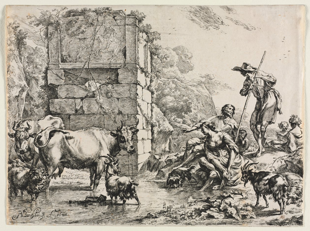 De drinkende koe door Nicolaes Berchem