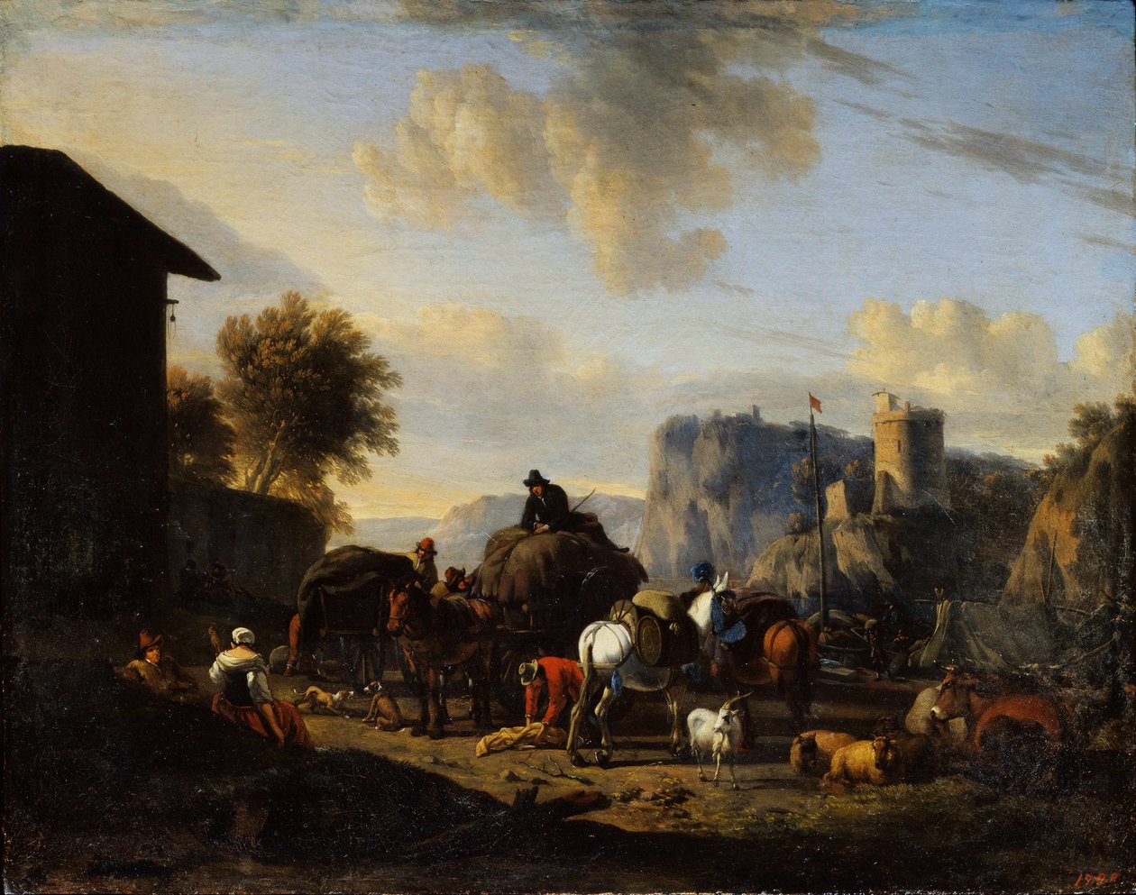 De rust van het konvooi, 17e eeuw door Nicolaes Pietersz. Berchem