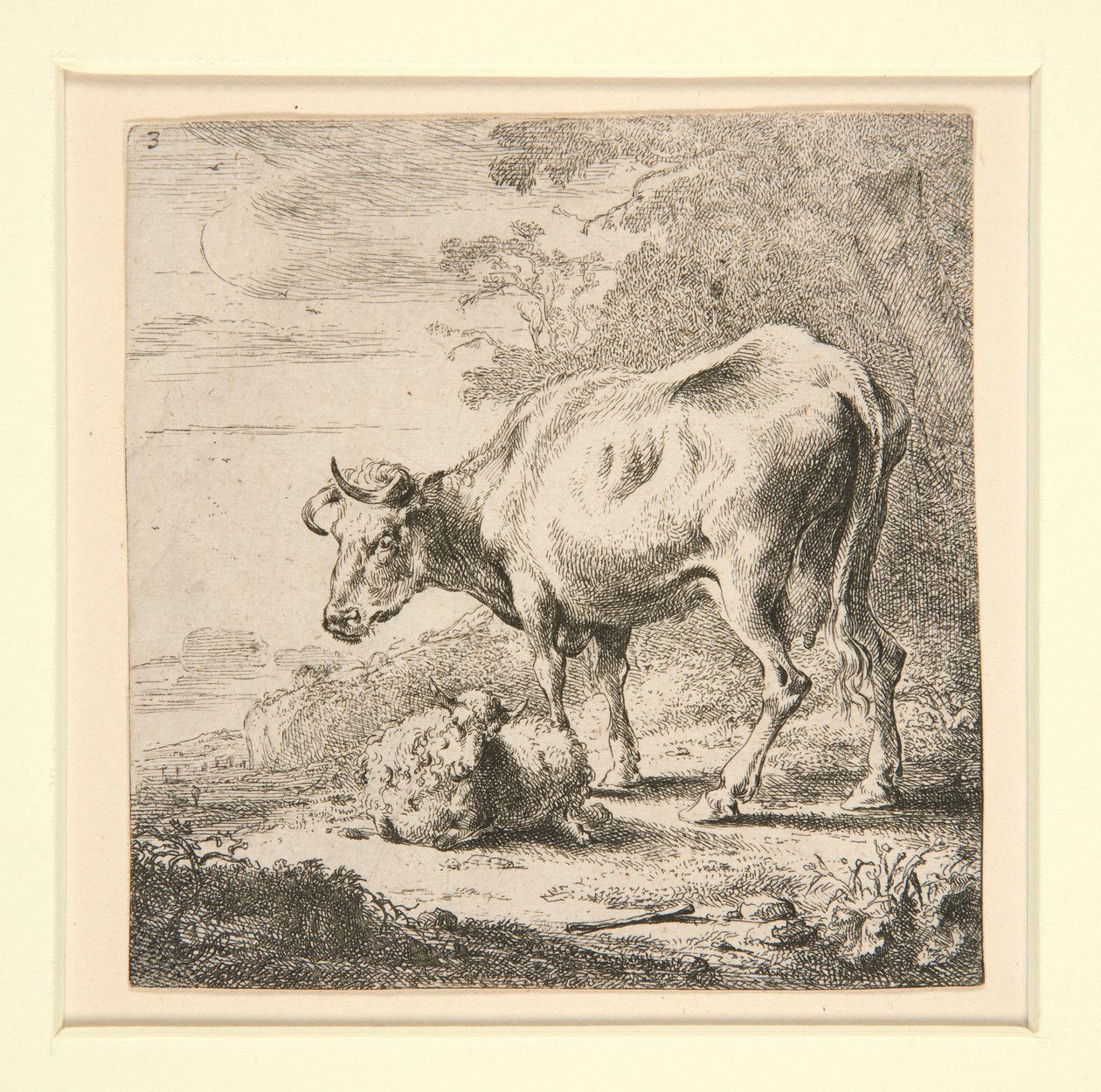 De Set van de Koeien, met de Melkmeid door Nicolaes Berchem
