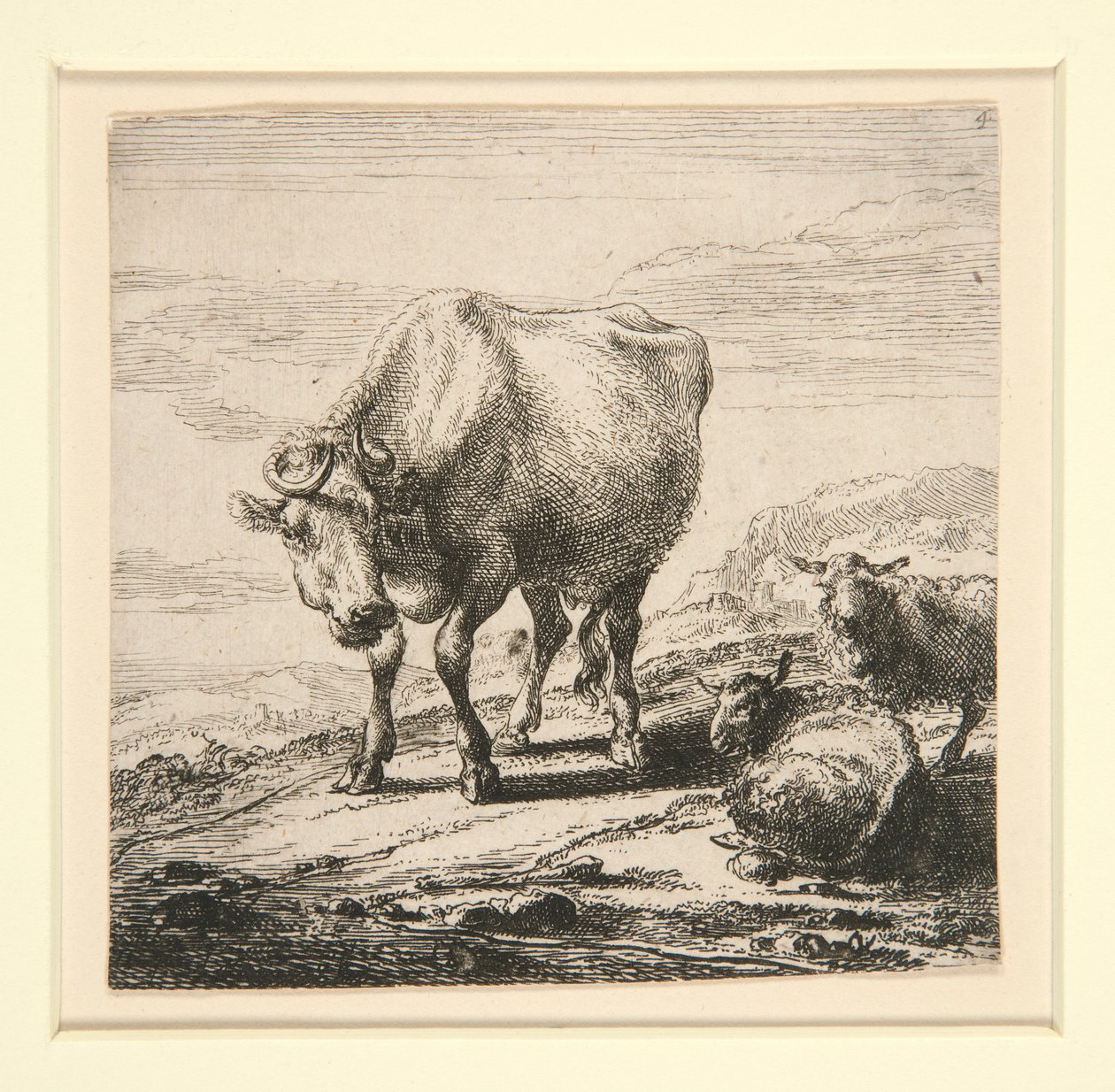 De set van de koeien, met de melkmeid door Nicolaes Berchem