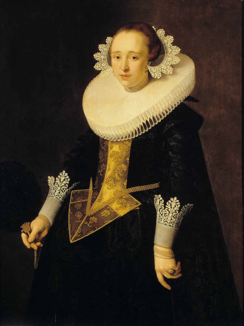 Portret van een 22-jarige vrouw, 1628 door Nicolaes Eliasz. Pickenoy