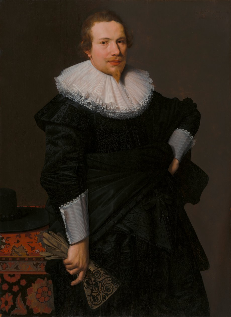 Portret van een 24-jarige man door Nicolaes Eliasz. Pickenoy