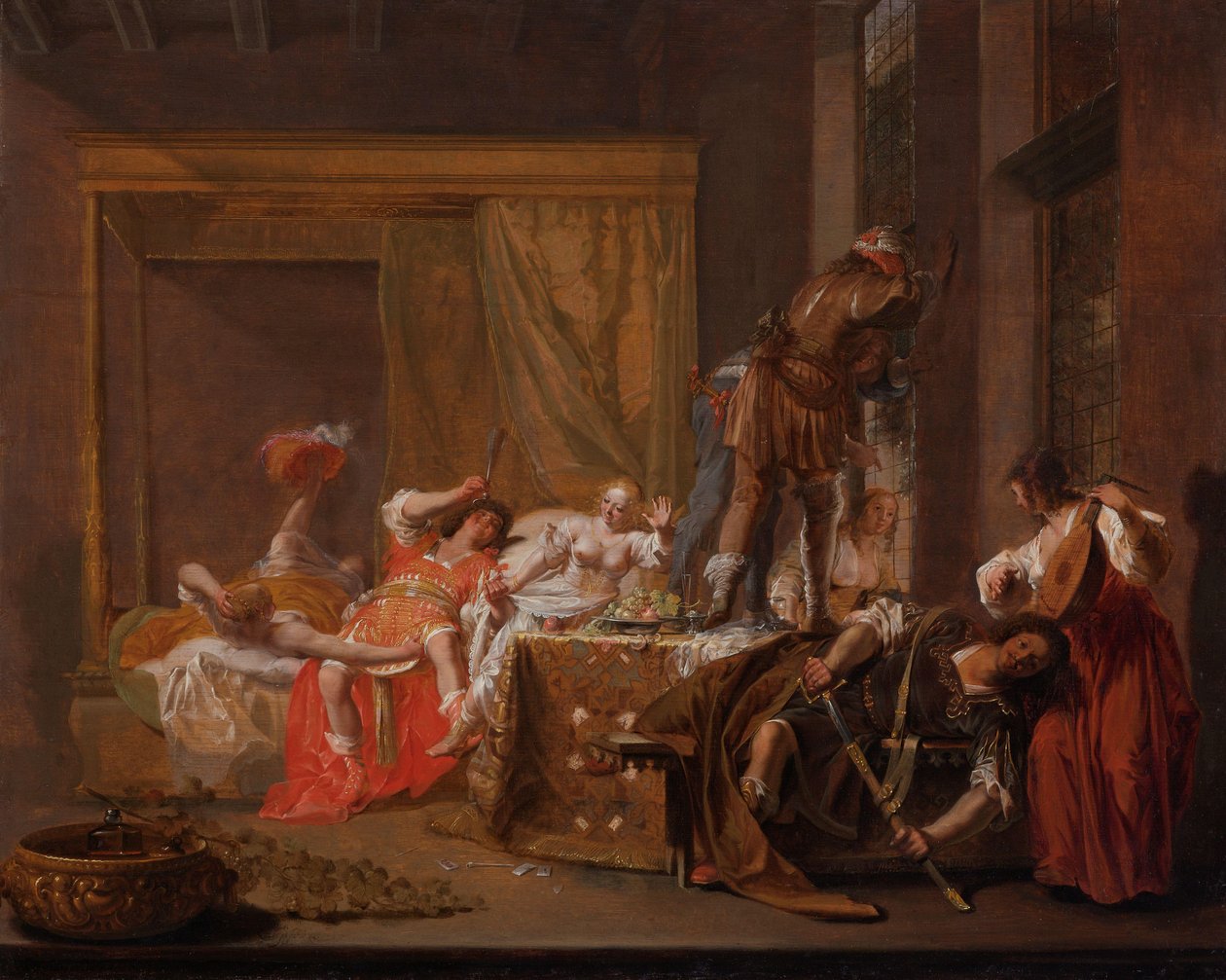 Scène van het huwelijk van Messalina en Gaius Sillius door Nicolaes Knüpfer