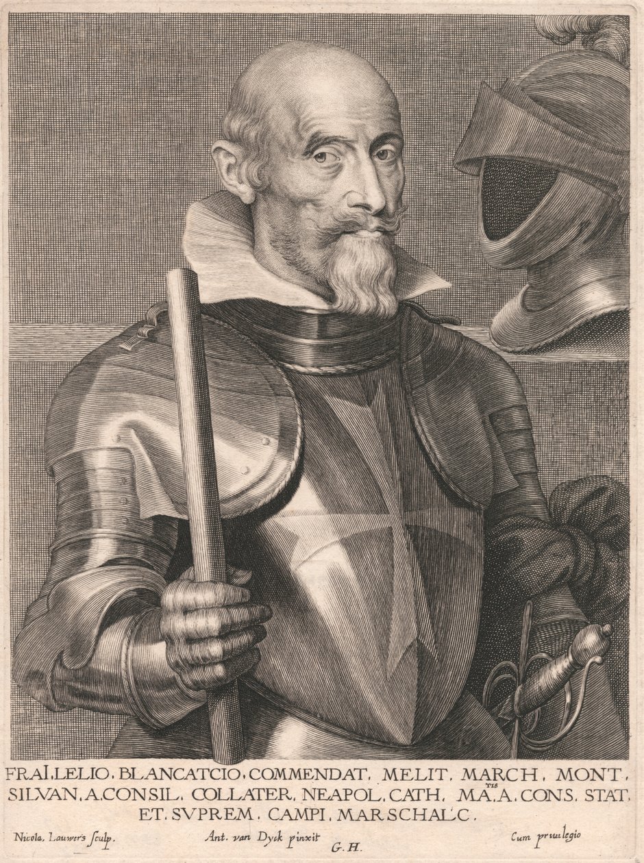 Frai.Lelio. Blancatcio. Commendat, Melit. March. Mont. Silvan. a.Consil. Collater. Neapol. Cath. Matis. a. Cons. Stat. et. Suprem. Campi. Arcschalc. door Nicolaes Lauwers