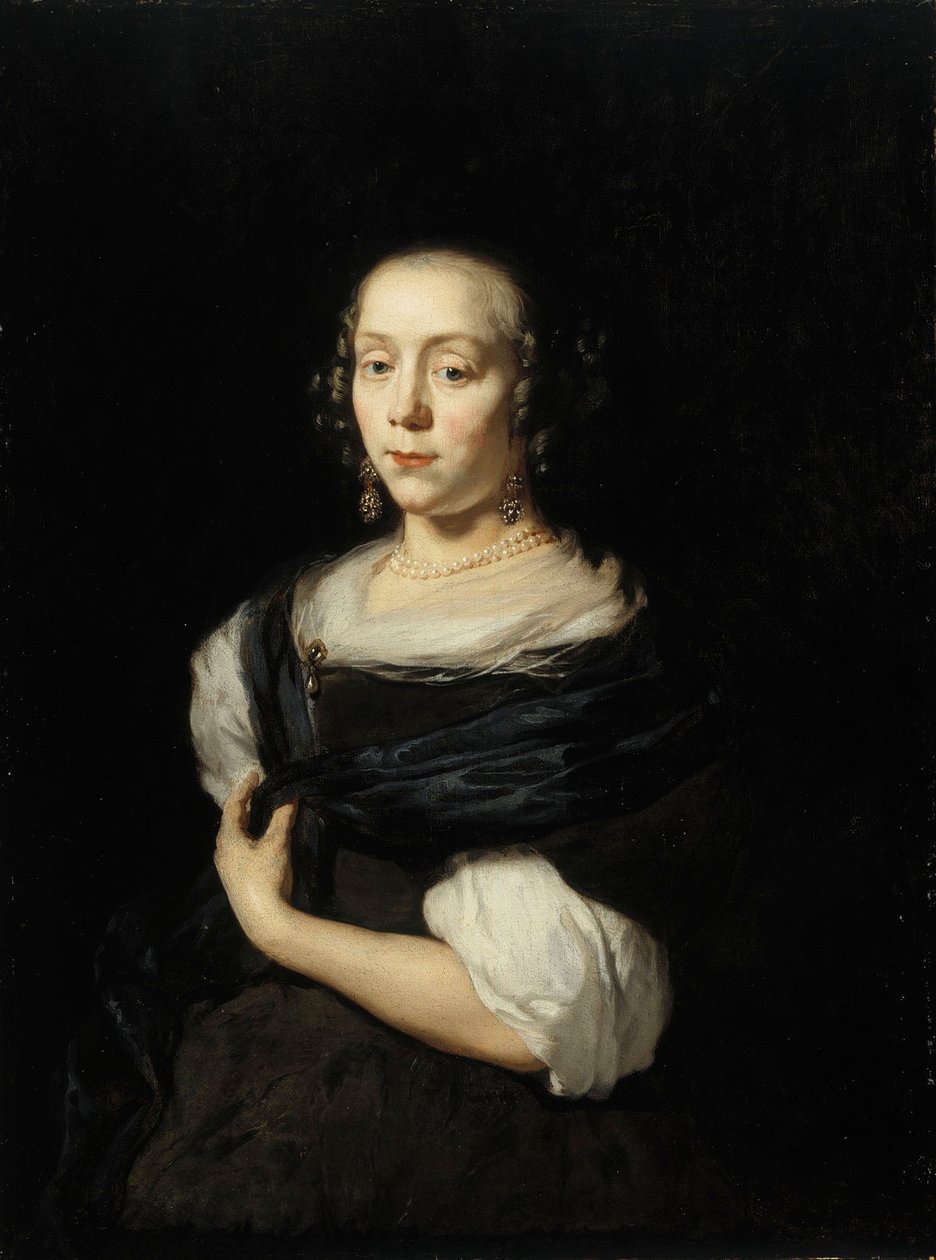 Portret van een jonge dame door Nicolaes Maes
