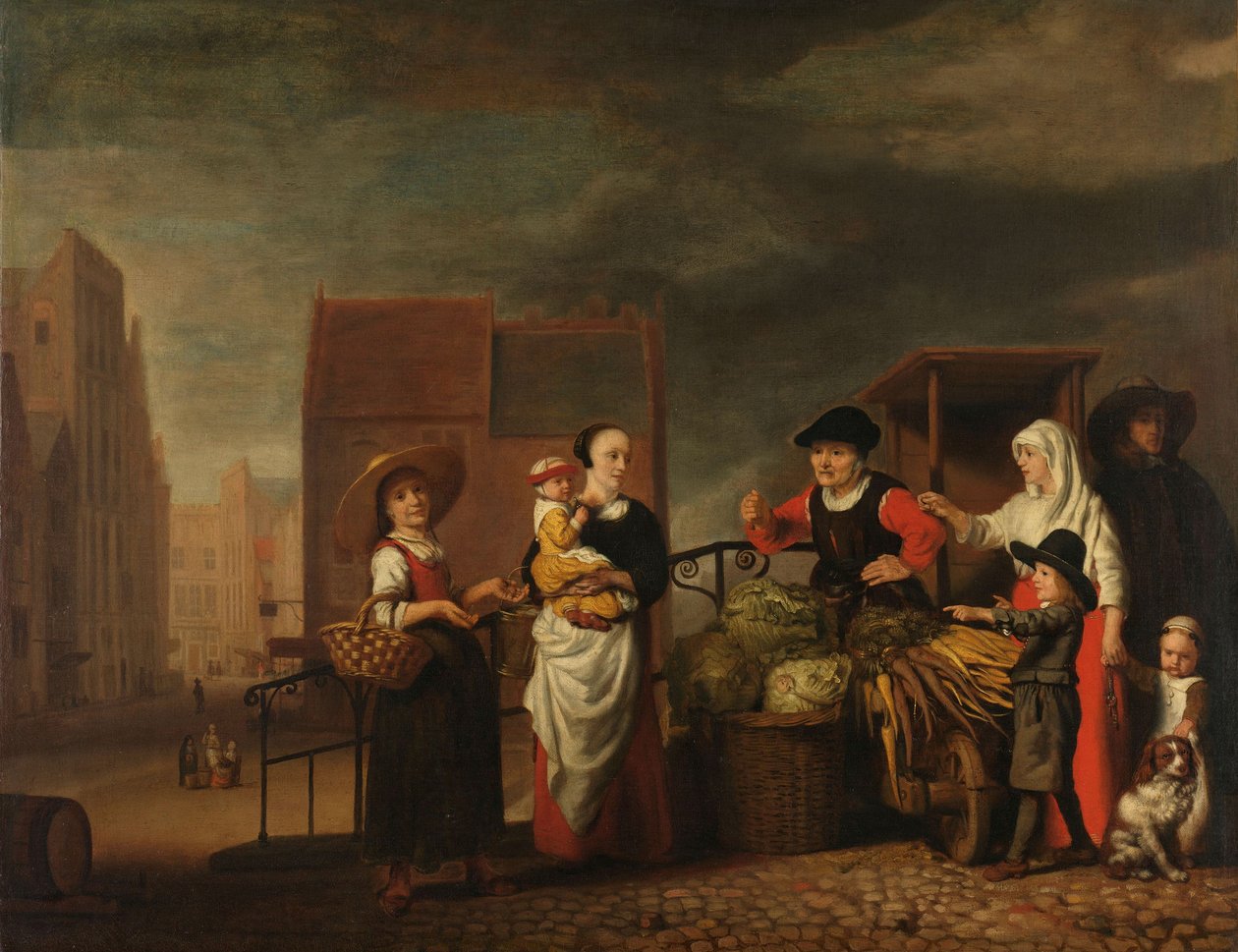 Groentemarkt door Nicolaes Maes