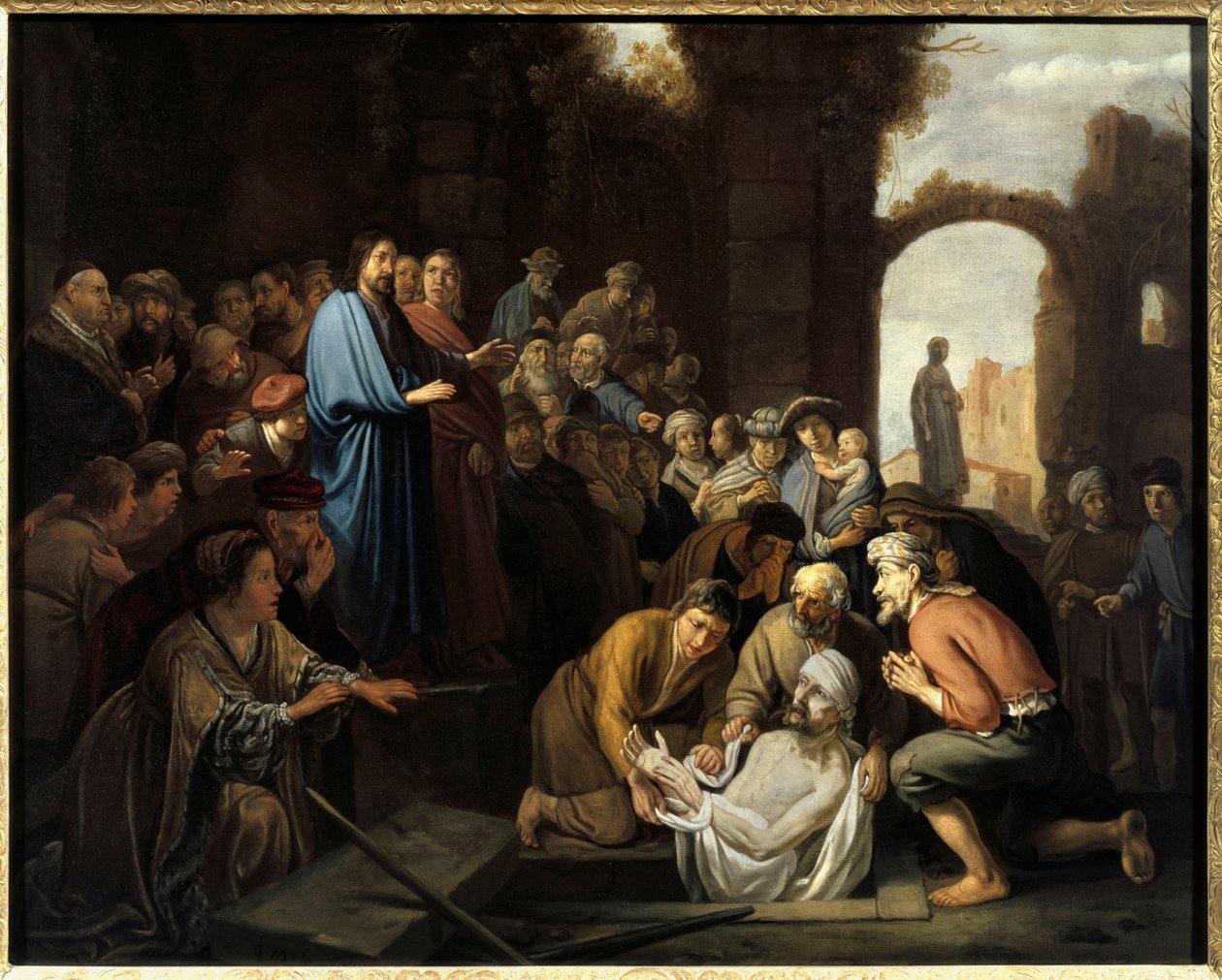 Opstanding van Lazarus. Schilderij door Nicolaes Cornelisz Moyaert door Nicolaes Moeyaert