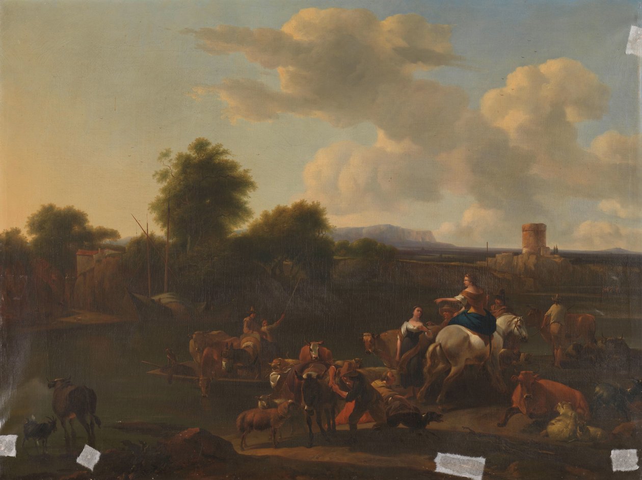 De veerboot voor vee door Nicolaes Pietersz Berchem (copy after)