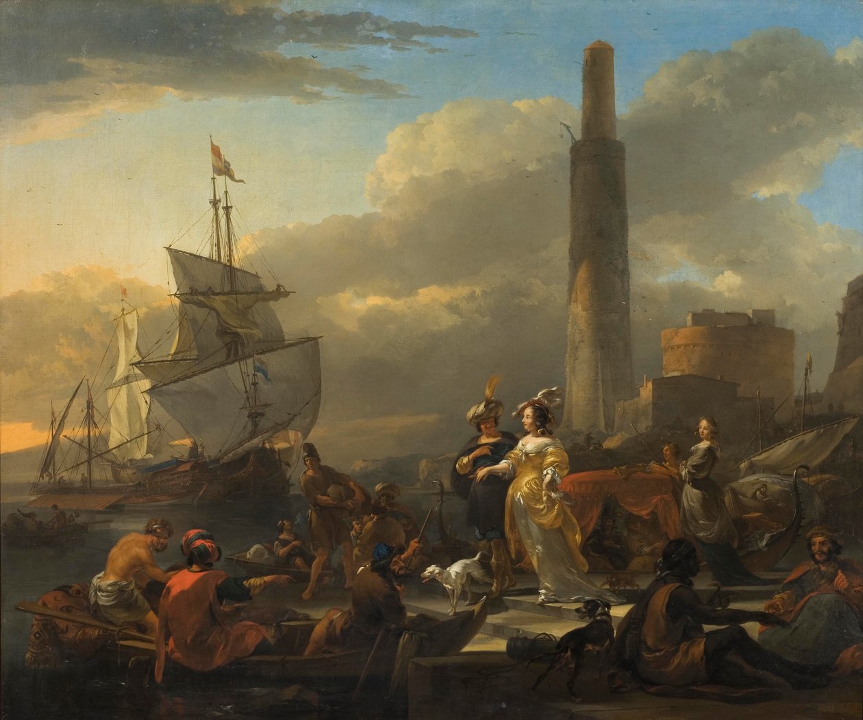 Een havenscène, c.1665 door Nicolaes Pietersz. Berchem